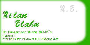 milan blahm business card